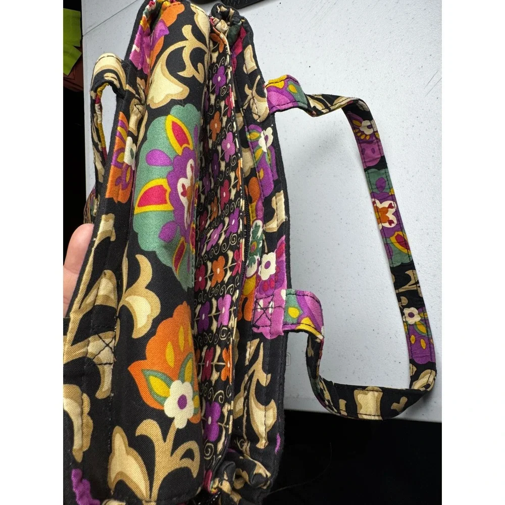 Vera Bradley Provencal Quilted Cotton Laptop Tote Bag Checkpoint Friendly Black‎